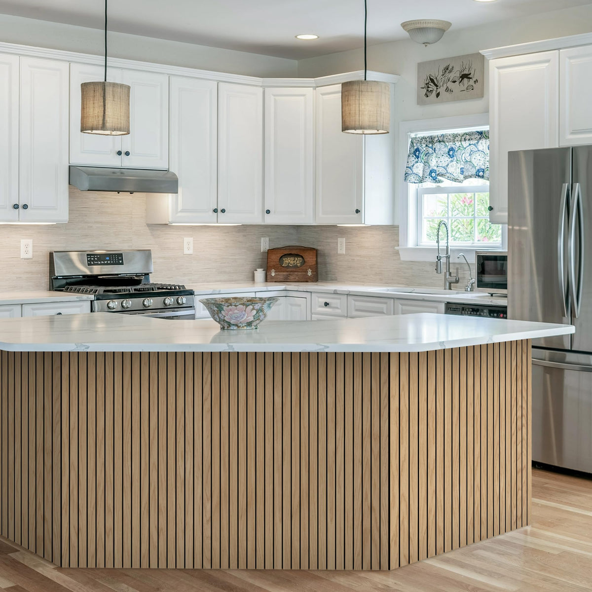 INNO STICKERS wood slat wall panel natural oak complements modern interiors.