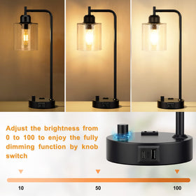 Innqoo bedside lamp with fully dimmable control knob for precise light.