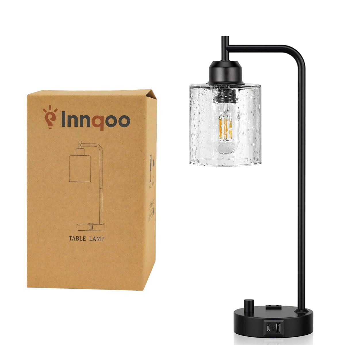 Innqoo table lamp suited for bedroom or living room decor.