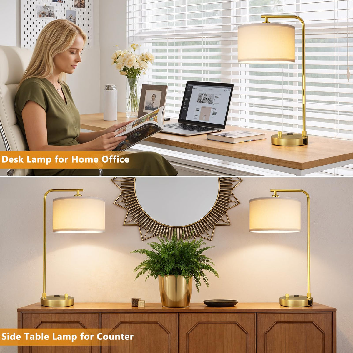 Innqoo bedside lamp pair cantilever design saves space on shelves.
