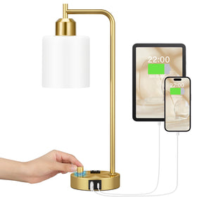 Innqoo Gold Lamp on a desk, keeping devices charged and organized.