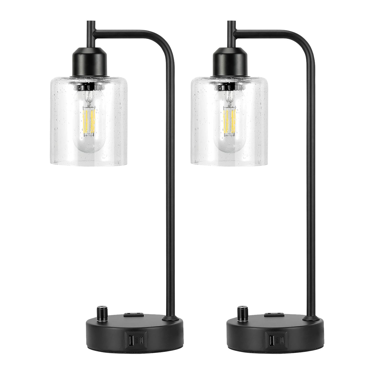 Power, charging, and dimming convenience in one stylish bedside pair.