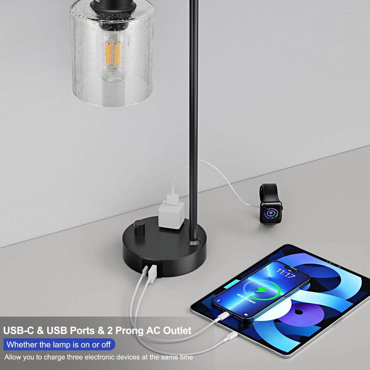 Innqoo lamp in black matte finish adds vintage industrial charm.