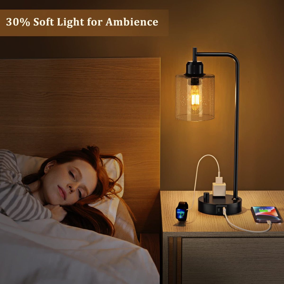 Innqoo thick glass shade with steel body for diffuse light.