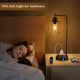 Innqoo thick glass shade with steel body for diffuse light.
