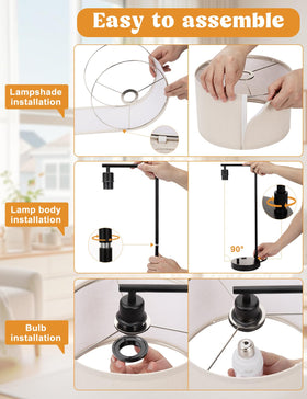 Innqoo tall table lamp includes energy-efficient LED bulb for instant use.