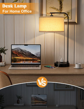 Innqoo tall table lamp sports matte black body with modern contrast.