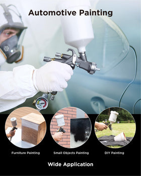 InoKraft D1 LVLP spray gun side view highlights ergonomic design for long sessions.