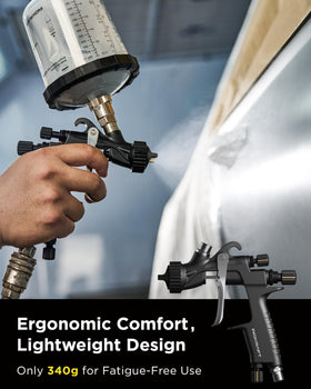 InoKraft Drizzle Pro LVLP spray gun low overspray with efficient transfer.