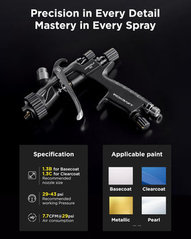 InoKraft Drizzle Pro LVLP spray gun stainless fluid passages resist corrosion.