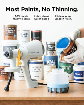InoKraft 1200ml container allows easy paint checks during use.