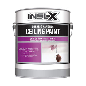 INSL-X Color-Changing Ceiling Paint pink application shows coverage quickly.