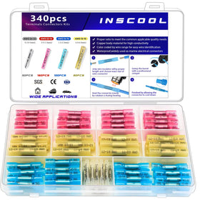 Inscool 340pc heat shrink butt connectors pack for durable automotive wiring.