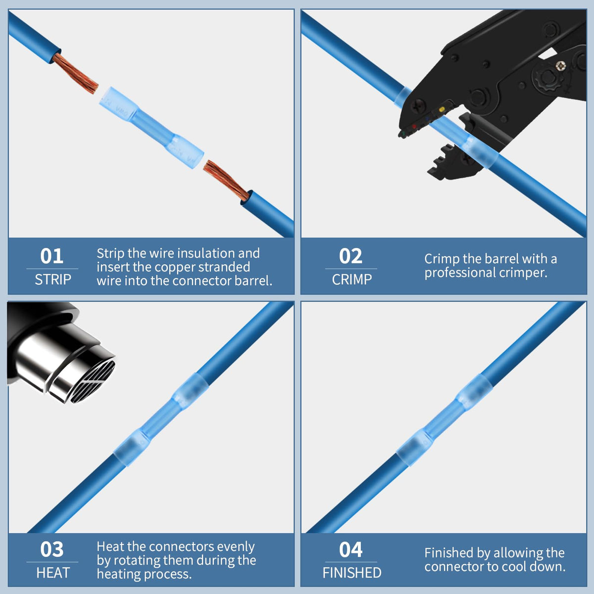 Inscool white AWG26-24 connectors fit small-diameter wiring securely.