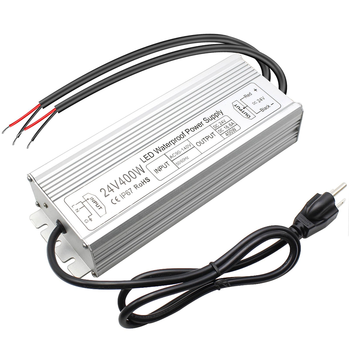 InShareplus 24V 400W power supply front view for reliable LED projects.