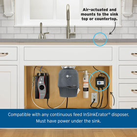 InSinkErator air-activated switch enables easy, hygienic operation in busy kitchens.