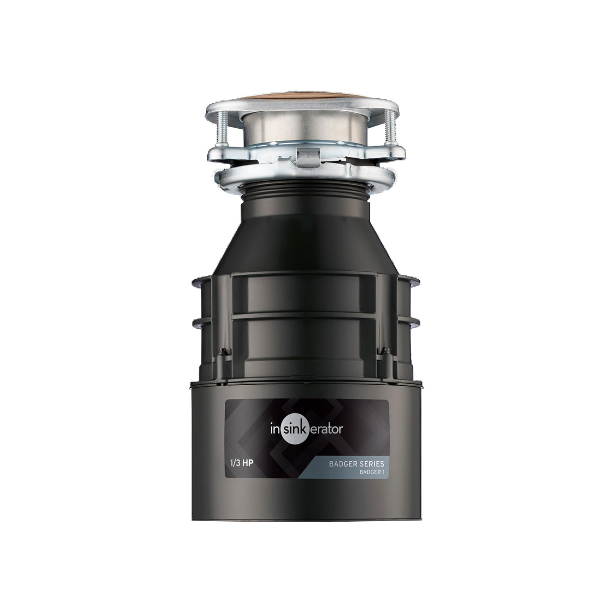 InSinkErator Badger 1-3HP disposal unit under-sink view showcasing compact design and space efficiency