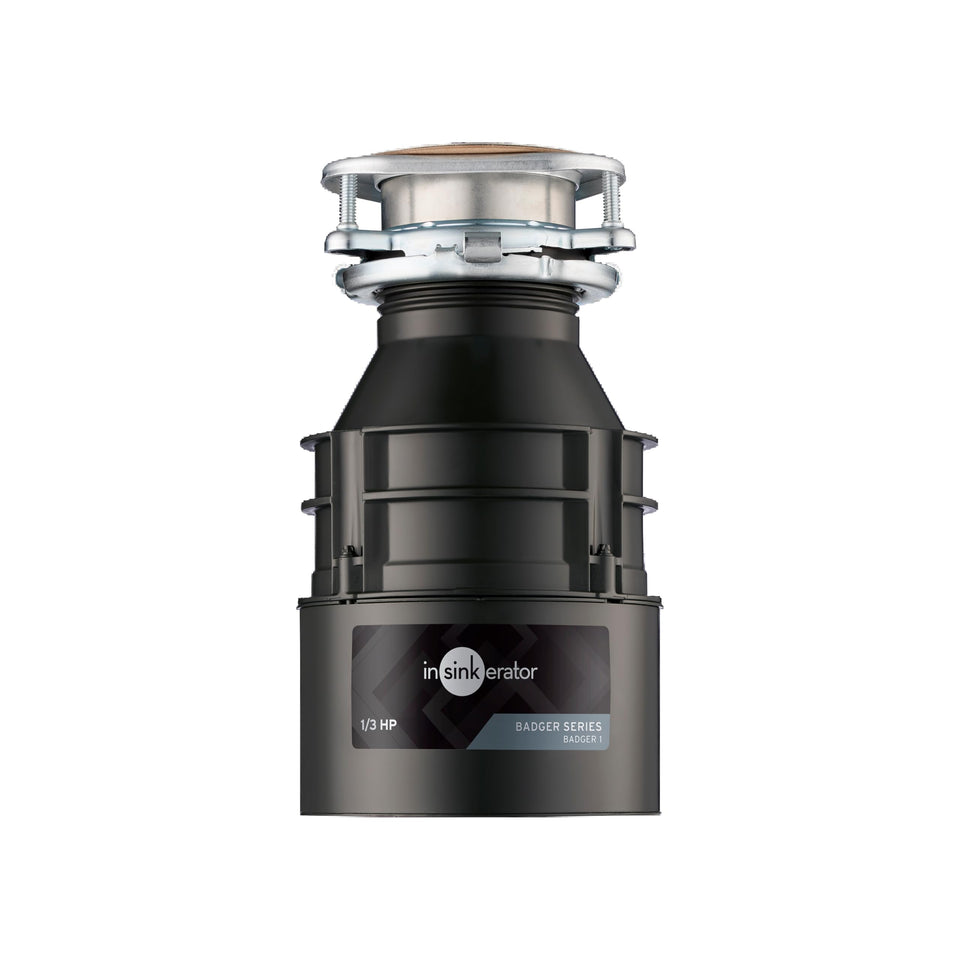InSinkErator Badger 1-3HP disposal unit under-sink view showcasing compact design and space efficiency