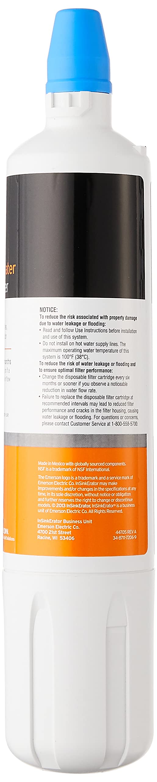 InSinkErator F-1000 quick-connect fittings enabling clean, tool-free cartridge swaps.