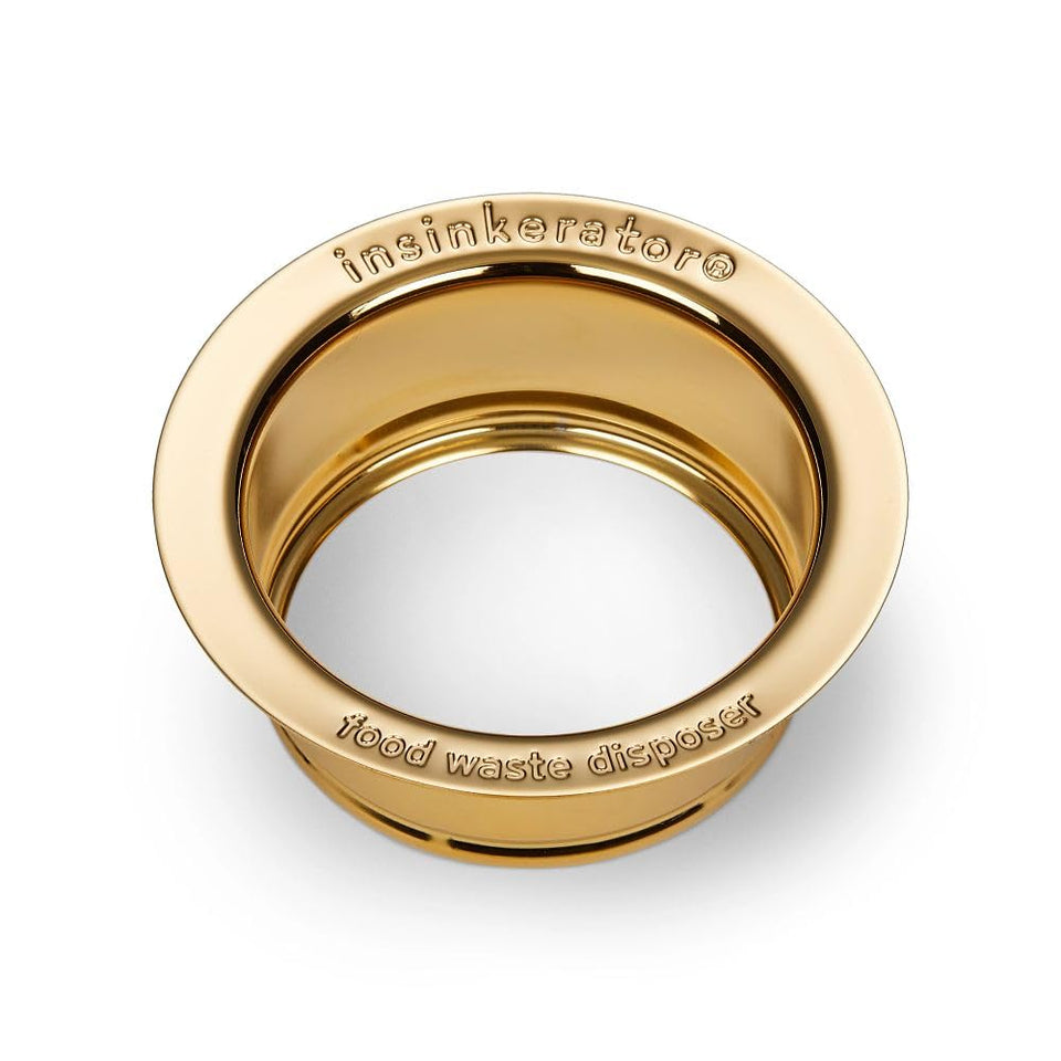 InSinkErator FLG-FG French gold kitchen sink flange enhances decor and is compatible with disposals.