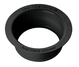 InSinkErator FLG-MTBLK matte black flange close-up for a sleek, cohesive kitchen look.