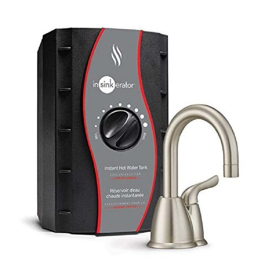 InSinkErator H-HOT150SN-SS faucet providing near-boiling water for quick beverages