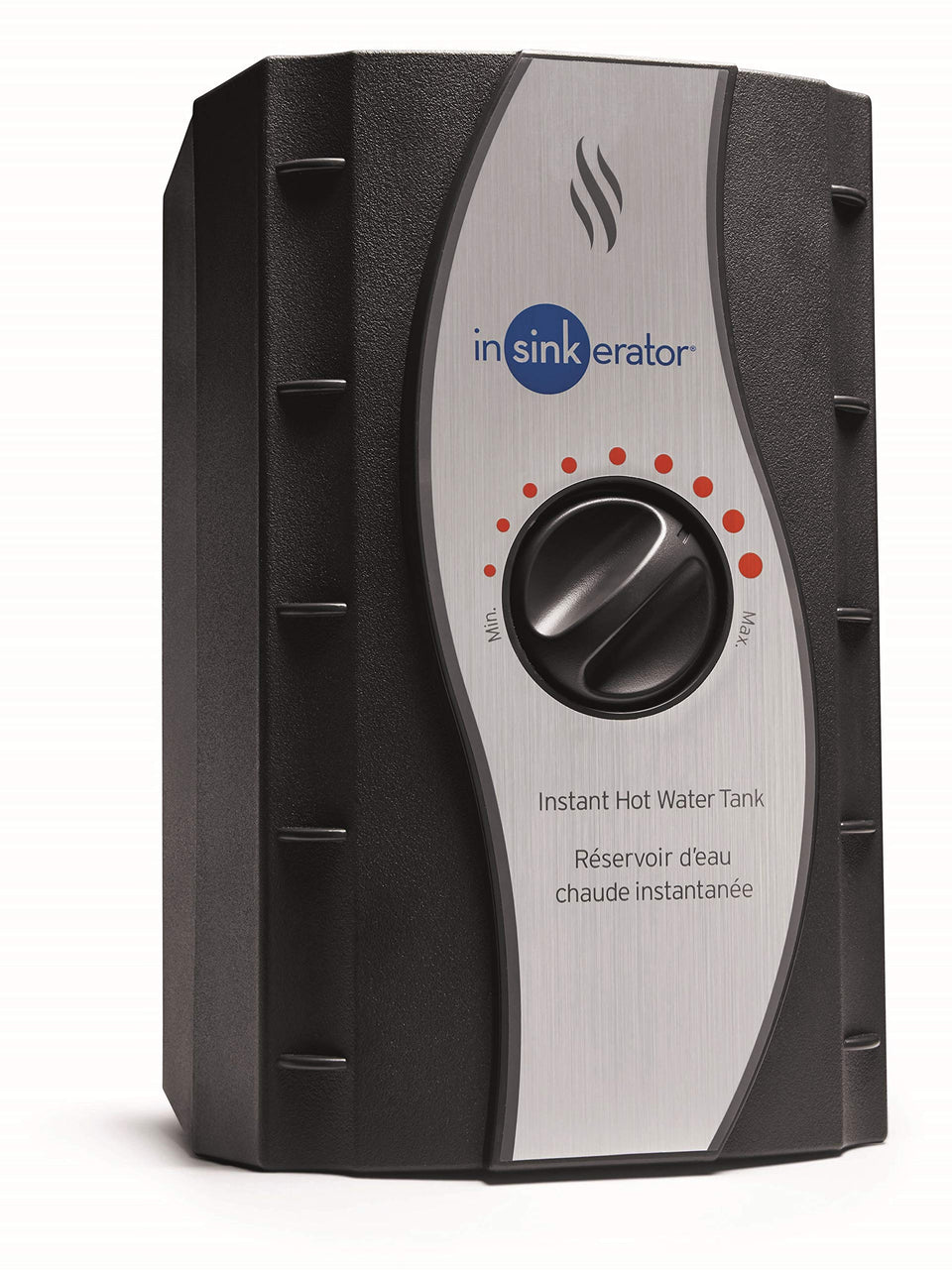 Insinkerator HWT-00 instant hot water tank image ready to dispense near-boiling water for tea and quick meals.