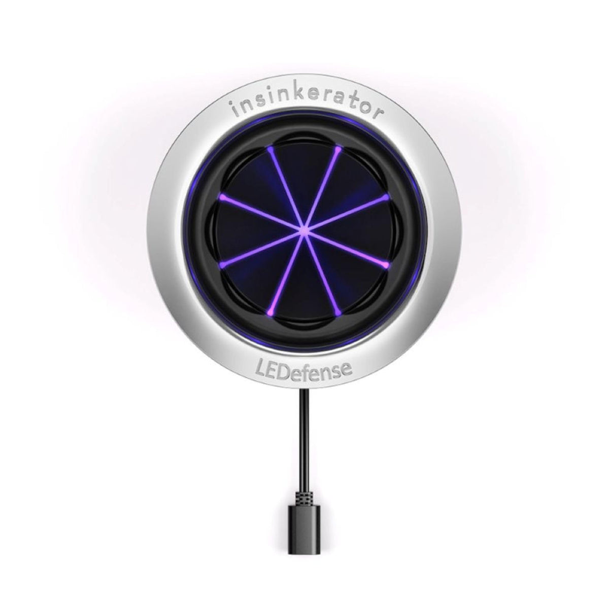 InSinkErator LEDefense flange front view with antimicrobial LED light for odor control