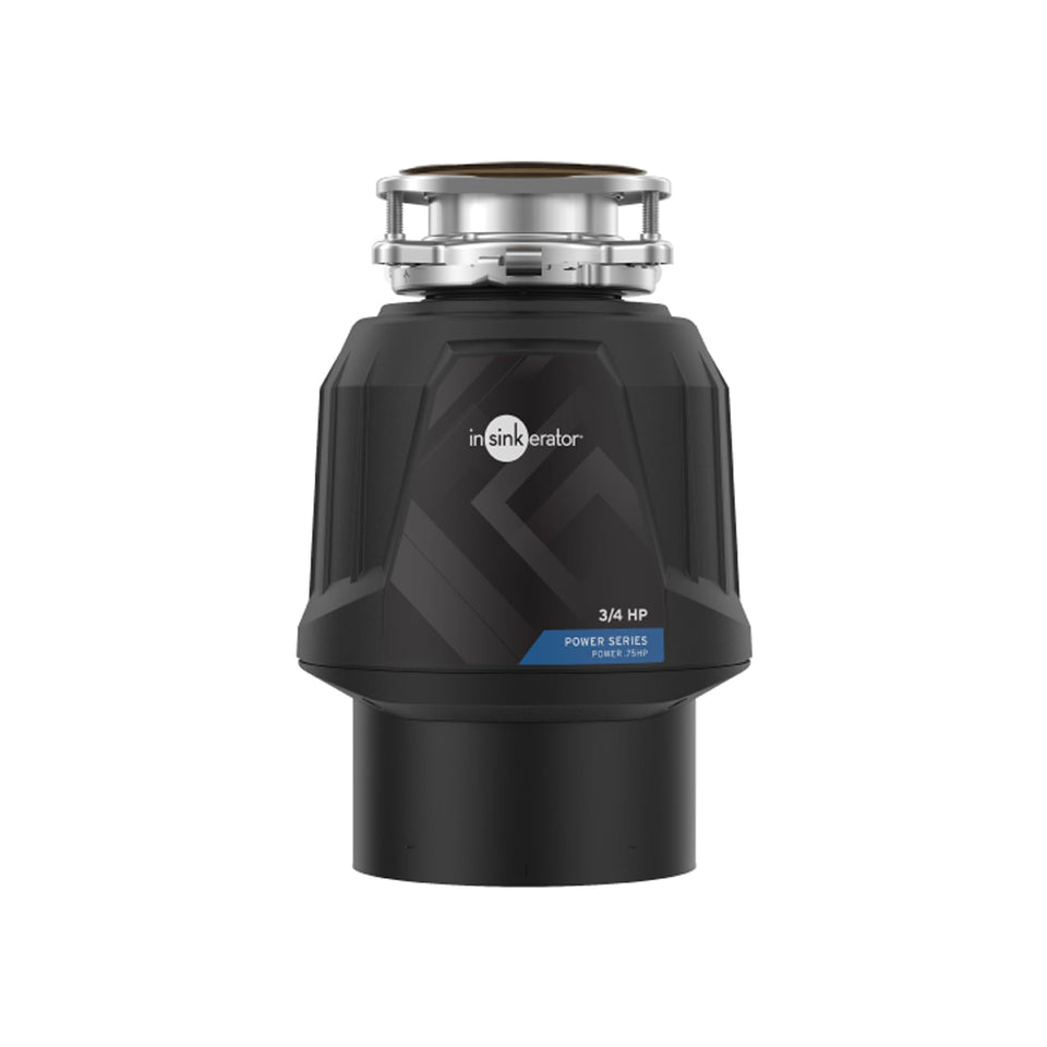 InSinkErator Power .75HP disposal front view shows compact under-sink fit and space-saving design