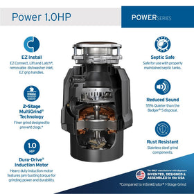 InSinkErator Power 1HP motor-dura-drive for tough scraps