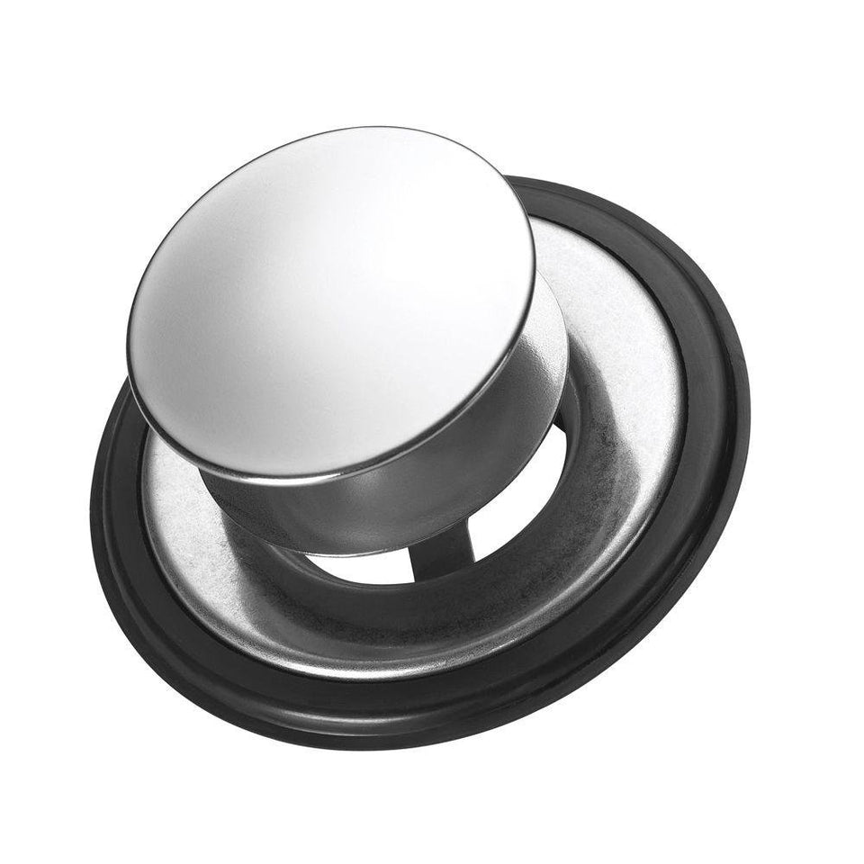 InSinkErator SilverSaver stopper closeup with dual-position seal for water control.