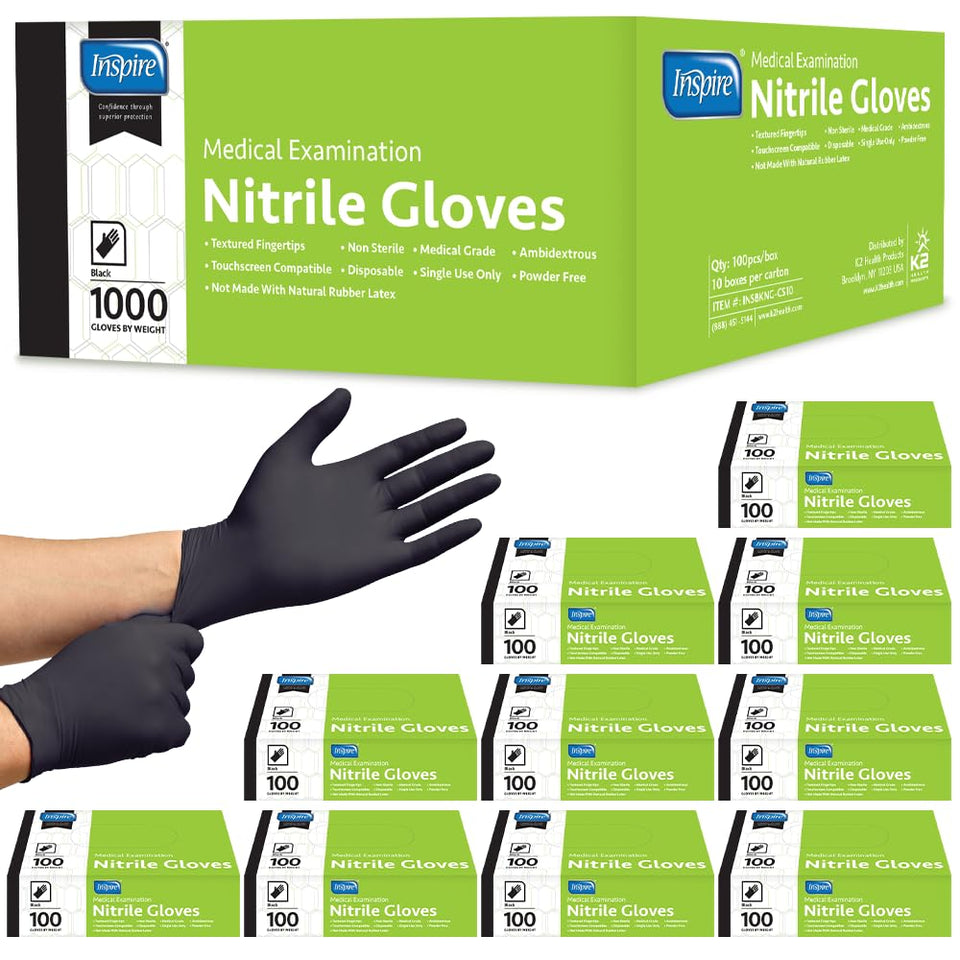 Inspire Black Nitrile Gloves original quality for reliable protection and durability.