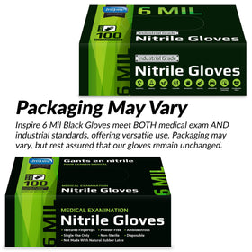 Inspire exam-grade industrial gloves worn during lab tasks.