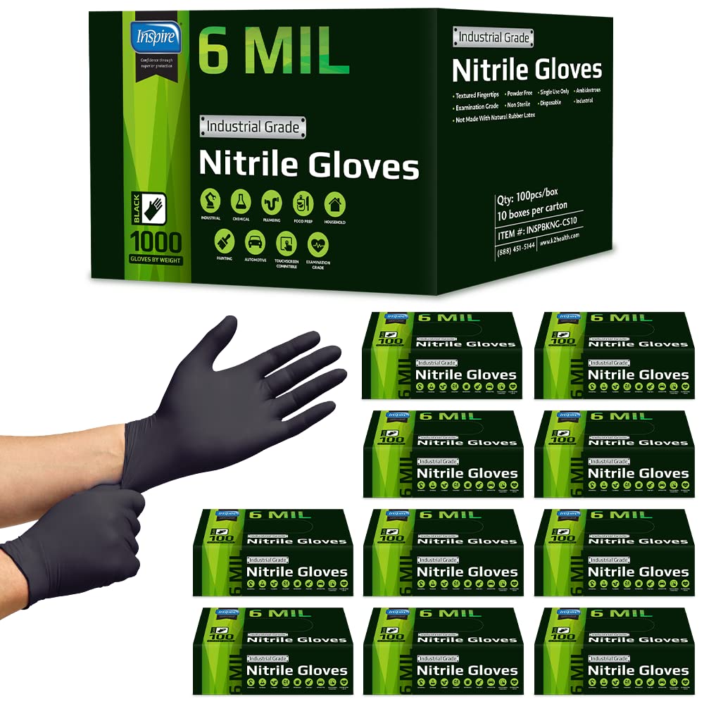 Inspire HEAVY DUTY gloves in a box front provide durable protection for tough tasks
