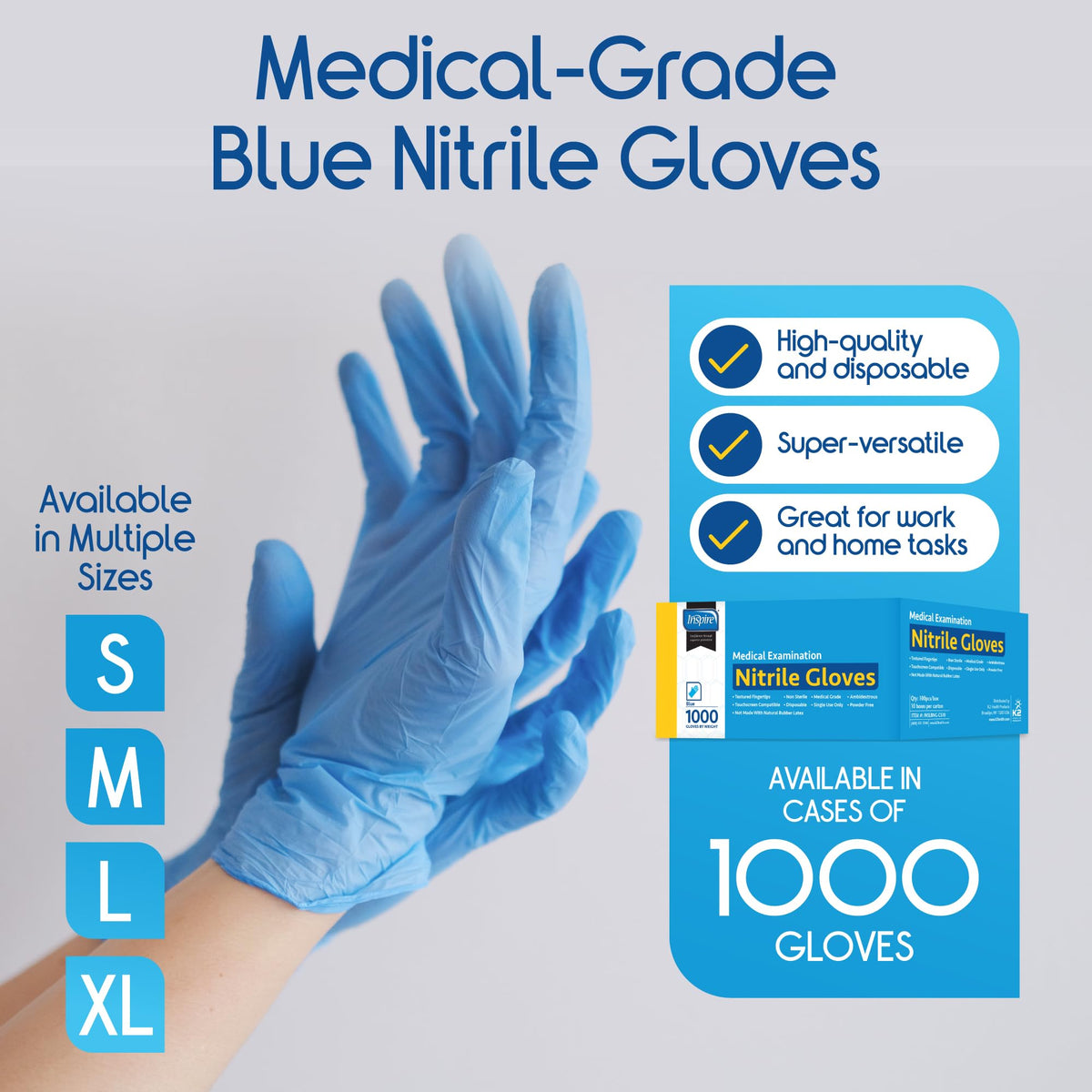 Inspire nitrile gloves latex-free design reduces allergen exposure during routine examinations.