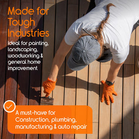 Bright orange Inspire gloves offer high visibility during messy tasks.