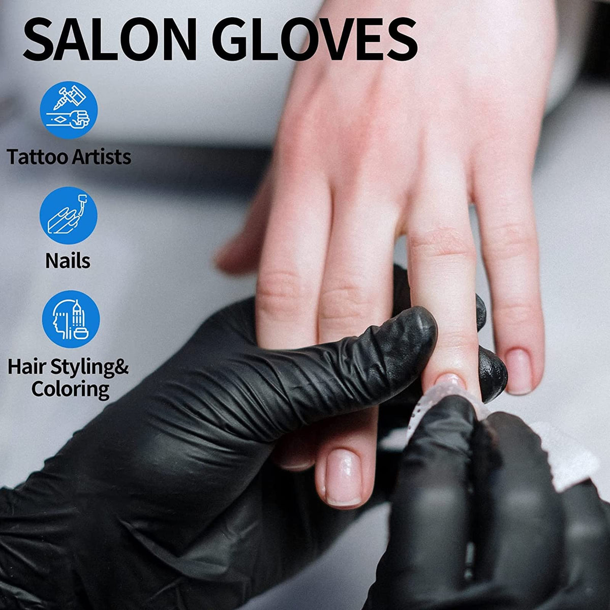 Intco black nitrile glove finger detail highlighting smooth texture for tactile control