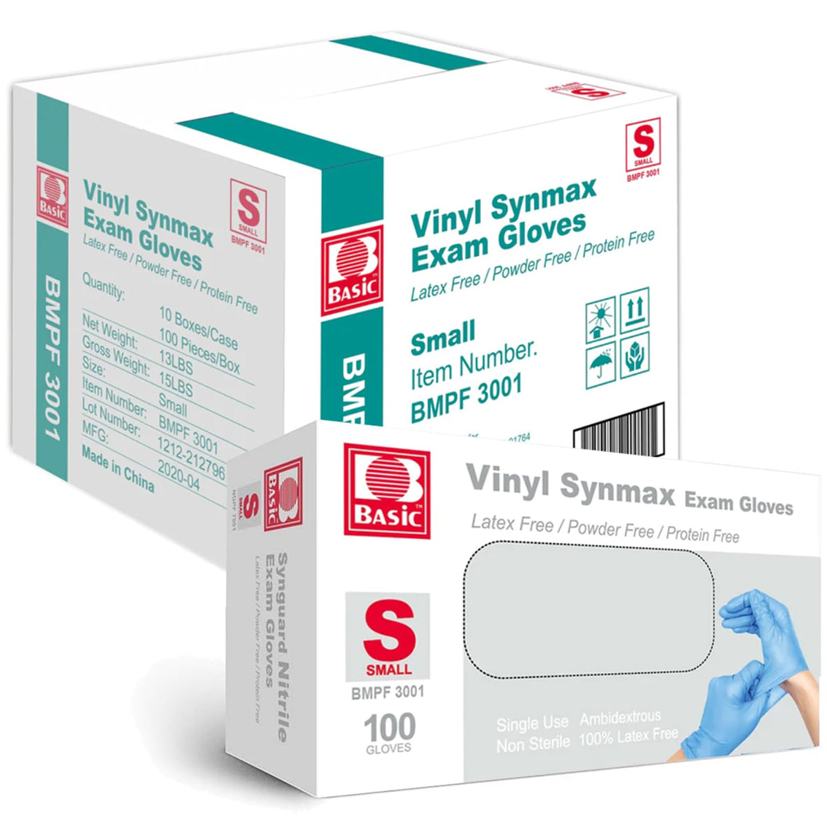 Intco Synmax vinyl exam gloves in blue boxes, ready for everyday medical tasks.