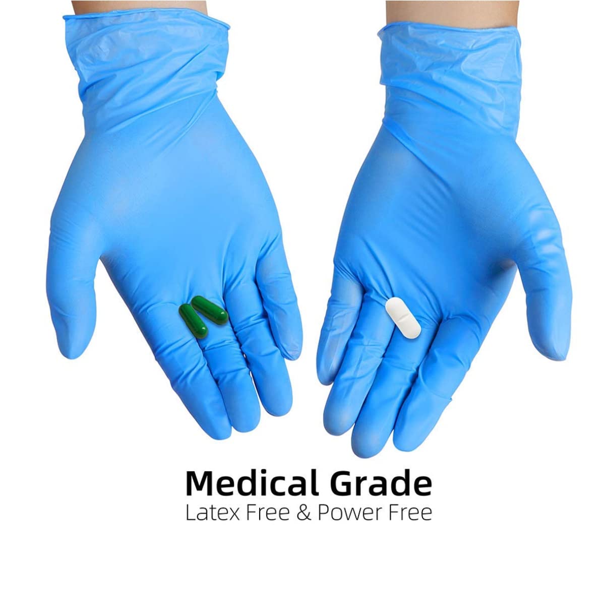 Ambidextrous Intco Synmax gloves, blue, fit either hand for versatile care.