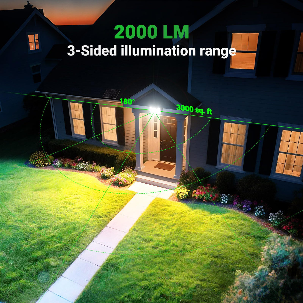 Intelamp 20000mAh battery powers long nighttime brightness.