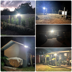 Intelamp Solar Flood Light IP65 weatherproof withstands rain and snow.
