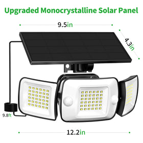 Intelamp Solar Flood Light motion detection triggers lighting on approach.