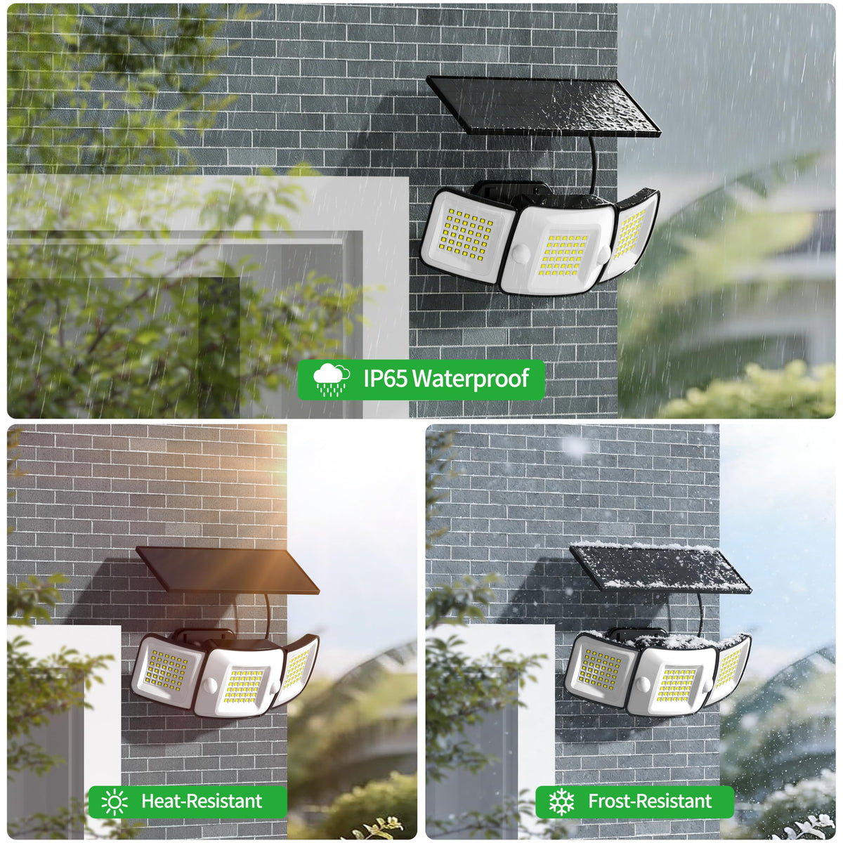 Intelamp Solar Flood Light split design with 9.8ft cable offers flexible placement.