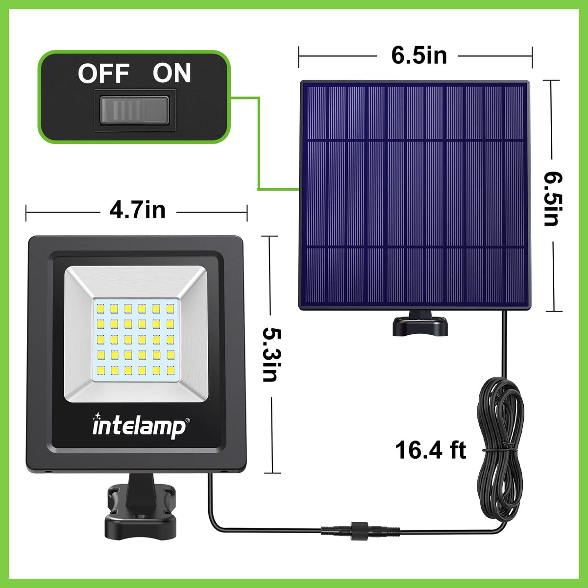 Intelamp flood light at night delivering bright 1000LM coverage for driveways