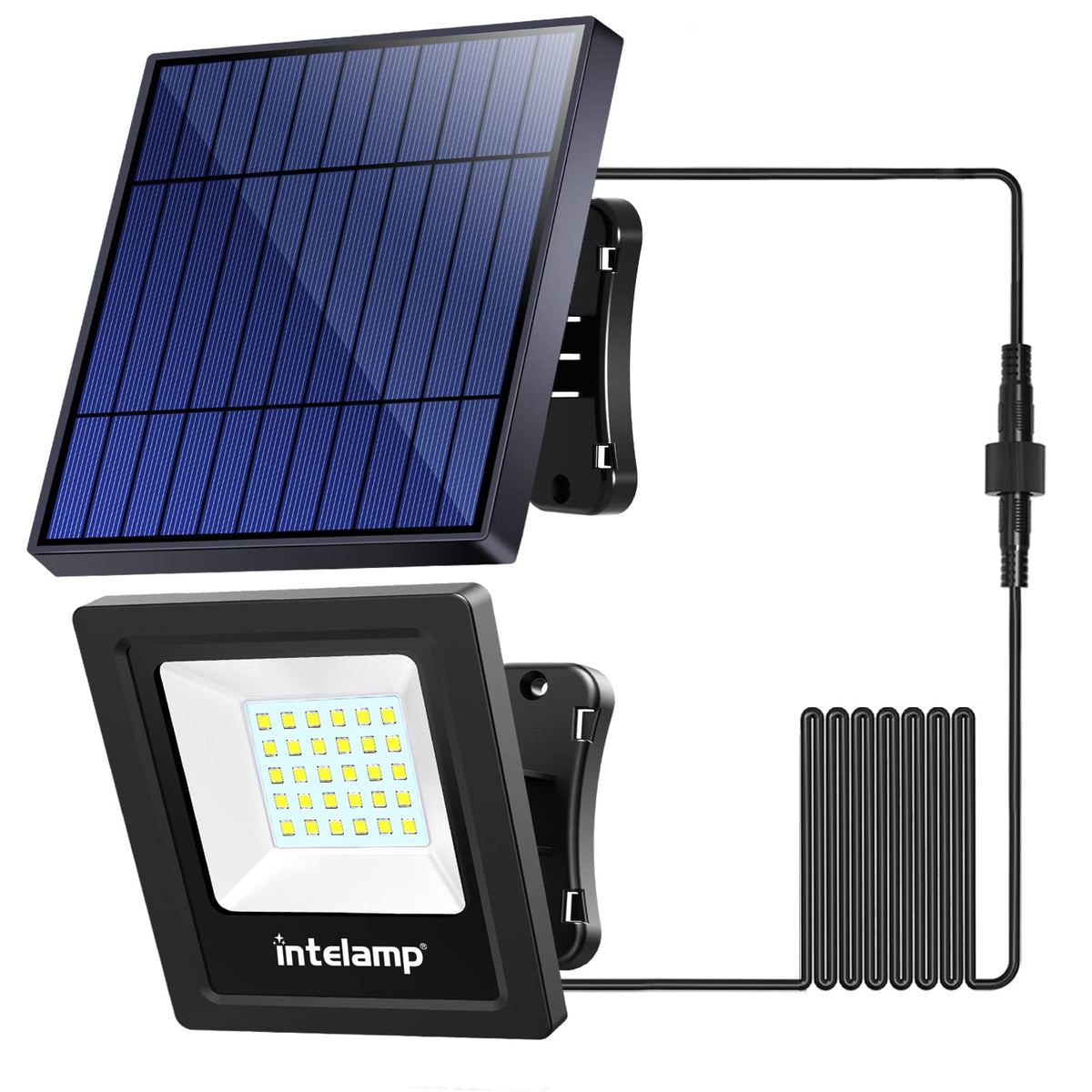 Intelamp solar lights mounted on wall for automatic dusk-to-dawn safety lighting