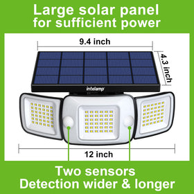 Intelamp dual motion sensors detect activity from front and sides.