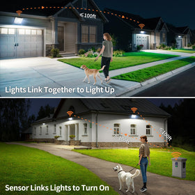Intelamp three-sided lamp design delivers broad porch and yard illumination.