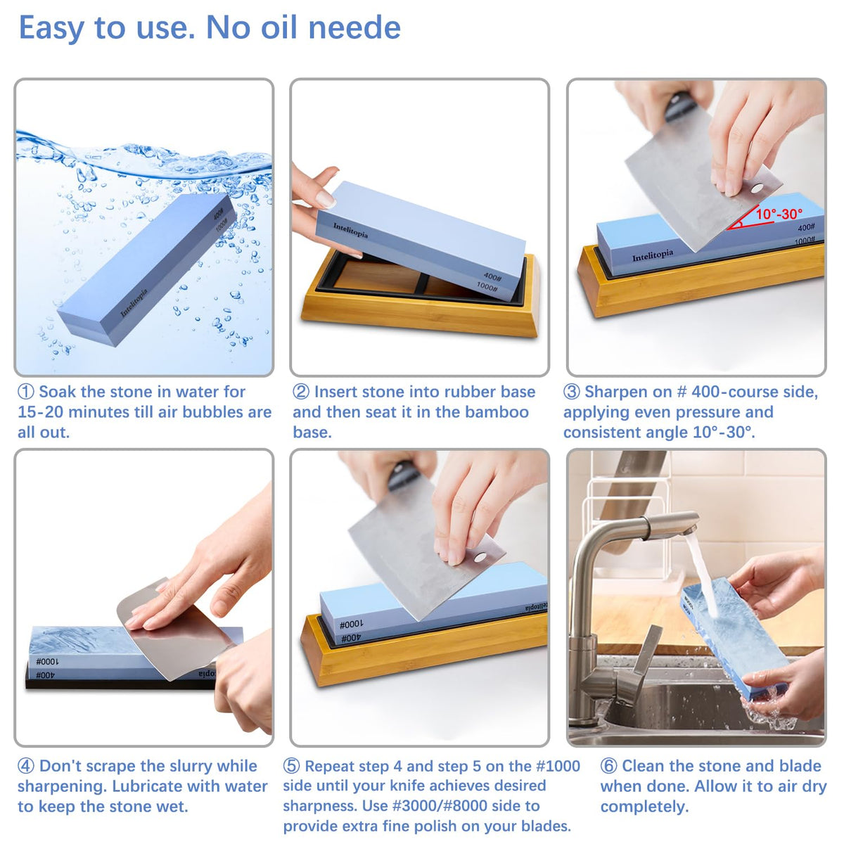 Intelitopia flattening stone keeps the whetstone flat for consistent sharpening.