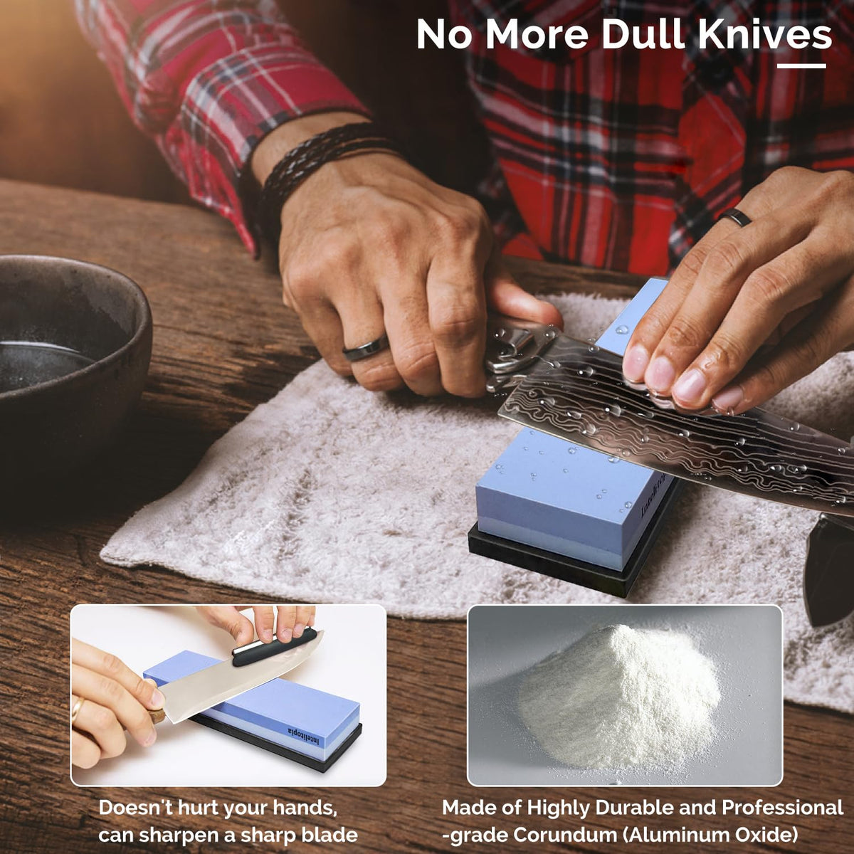 Intelitopia genuine cowhide leather strop for burr removal and blade polishing.