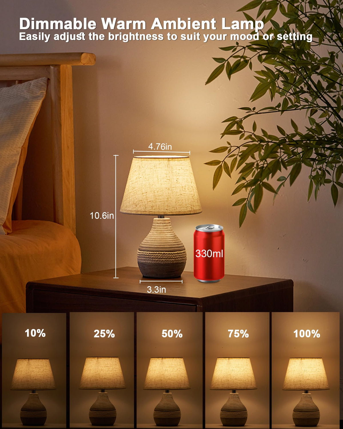 INTELIVE warm white dimming lamp adapts from cozy nightlight to bright task light.